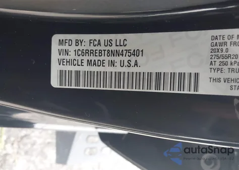 2022 Ram 1500 Big Horn 4X2 6'4 Box z USA, uszkodzony, nr VIN 1C6RREBT8NN475401